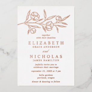 Rose Gold Sketched Floral Wedding