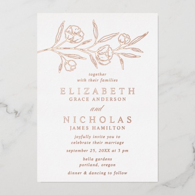 Rose Gold Sketched Floral Wedding (Front)