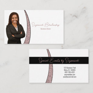 Rose Gold Sliver Faux Glitter Professional Photo  Business Card