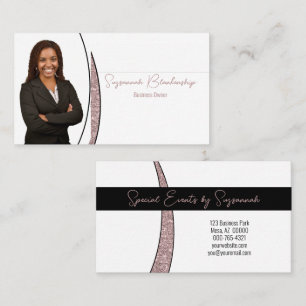 Rose Gold Sliver Faux Glitter Professional Photo Business Card