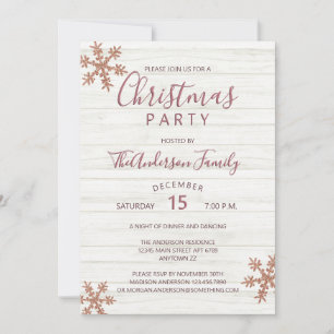Rose Gold Snowflake Chic Modern Christmas Party