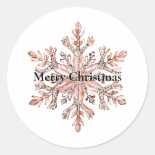 Rose Gold Snowflake Christmas Classic Round Sticker