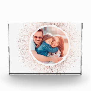Rose Gold Snowflake Christmas Holiday Photo Block