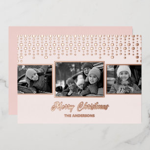Rose Gold Snowflake Christmas Photo Foil  Foil Holiday Card