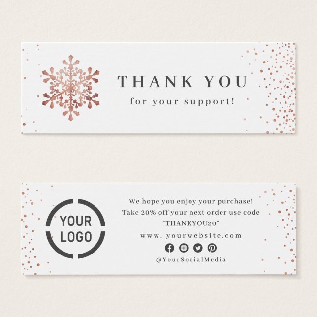 Rose gold Snowflake Christmas Thank You Insert (Front & Back)
