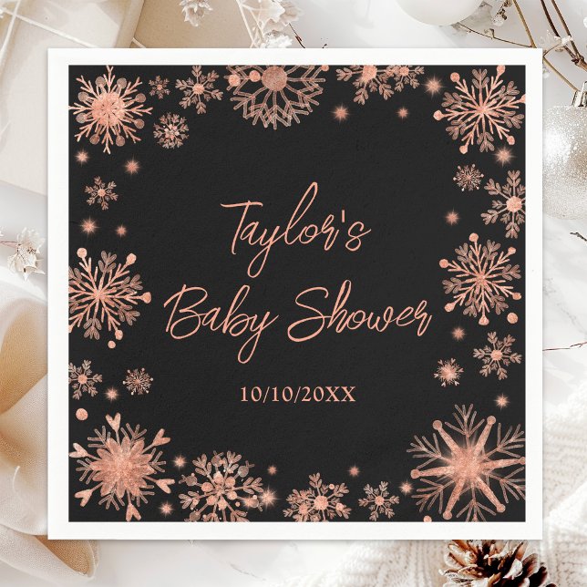 Rose Gold Snowflakes Baby Shower Napkin (Creator Uploaded)