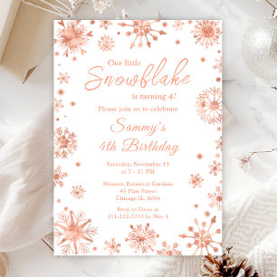 Rose Gold Snowflakes Birthday Party Invitation
