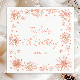 Rose Gold Snowflakes Birthday Party Napkin