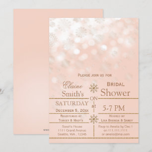 Rose Gold snowflakes Winter Bridal shower Invite