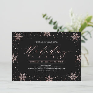 Rose Gold Snowflakes Winter Company Holiday Party Invitation
