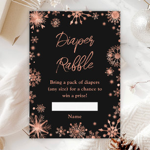 Rose Gold Snowflakes Winter Diaper Raffle Enclosure Card