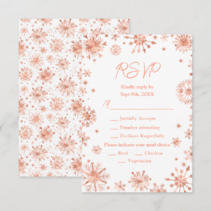 Rose Gold Snowflakes Winter Meal Choice RSVP Card