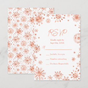 Rose Gold Snowflakes Winter RSVP Card
