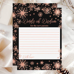 Rose Gold Snowflakes Words of Wisdom Invitation