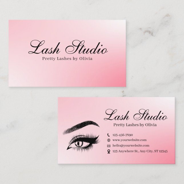 Rose Gold Sophisticated Glittered Beauty Lash  Business Card (Front/Back)