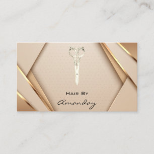 Rose Gold SPA Logo Scissors Hair Stylist Business Card