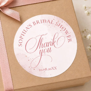 Rose Gold Sparkle Bridal Shower Classic Round Sticker