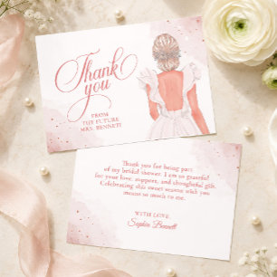 Rose Gold Sparkle Bridal Shower Thank You Card