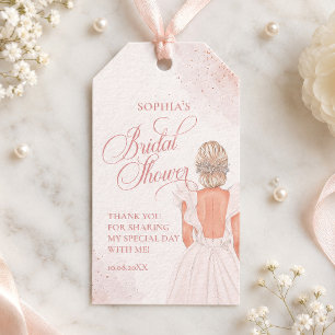 Rose Gold Sparkle Bridal Shower Thank You Gift Tags