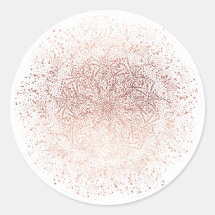 Rose Gold Sparkle Christmas Holiday Round Sticker