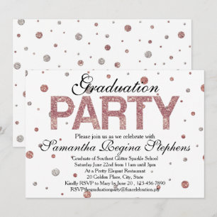 Rose Gold Sparkle Confetti Graduation Party Invitation