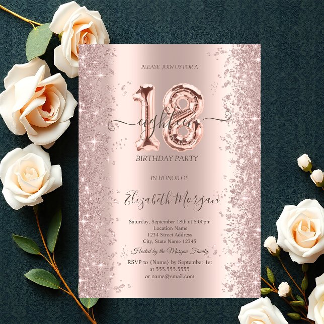  Rose Gold Sparkle Diamonds 18th Birthday  Invitation (Creator Uploaded)
