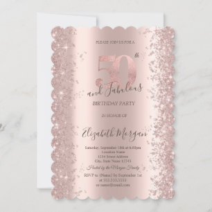 Rose Gold Sparkle Diamonds 50th Birthday Invitation