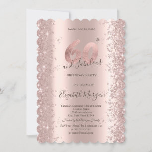 Rose Gold Sparkle Diamonds 60th Birthday  Invitation