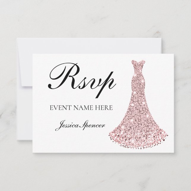 Rose Gold Sparkle Dress all Birthday / Bridal RSVP (Front)