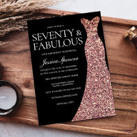 Rose Gold Sparkle Dress Black 70th Birthday Party
