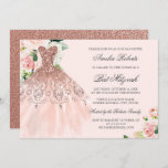 Rose Gold Sparkle Dress Floral Bat Mitzvah Invitation<br><div class="desc">More colour options in the Little Bayleigh Store!</div>