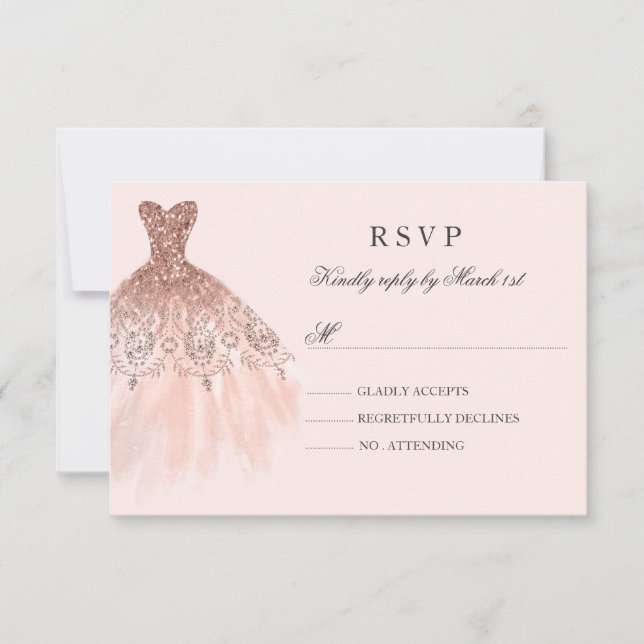 Rose Gold Sparkle Dress Quinceanera RSVP (Front)