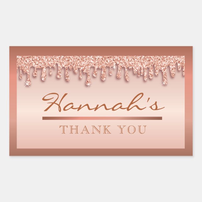 Rose Gold Sparkle Drippy Drip Baby Shower Sticker (Front)