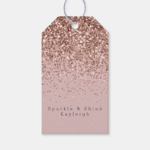 Rose Gold Sparkle Faux Glitter Gift Tags