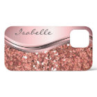 Rose Gold Sparkle Faux Glitter Personalized Metal