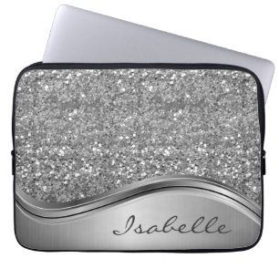 Rose Gold Sparkle Glam Bling Personalised Metal   Laptop Sleeve