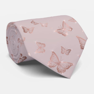 Rose Gold Sparkle Glam Butterflies  Tie