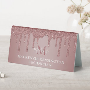 Rose Gold Sparkle Glam Dripping Glitter Monogram