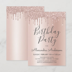 Rose Gold Sparkle Glitter Any Age Birthday Invitation