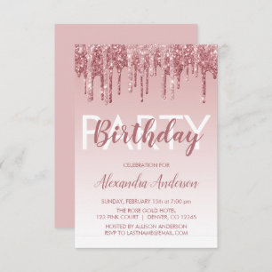 Rose Gold Sparkle Glitter Any Age Birthday Invitation