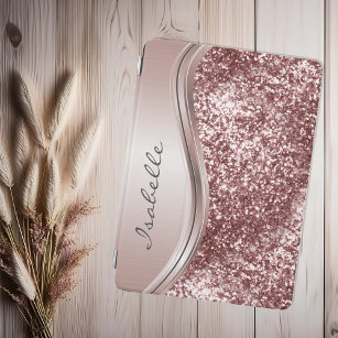 Rose Gold Sparkle Glitter Bling Personalised  iPad Air Cover