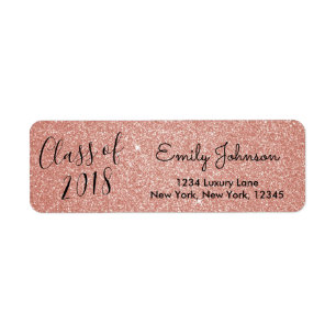 Rose Gold Sparkle Glitter Class of Graduation