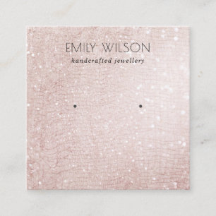 Rose Gold Sparkle Glitter Shiny Earring Display Square Business Card