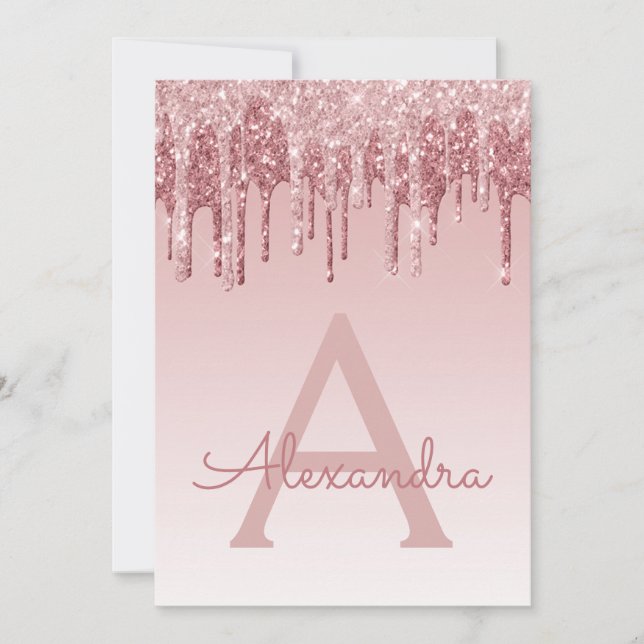 Rose Gold Sparkle Glitter Sweet Sixteen Birthday Invitation (Front)