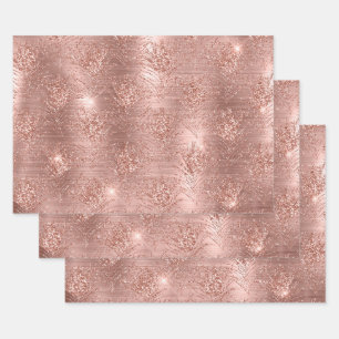Rose Gold Sparkle Glitter Trendy Gift for her Wrapping Paper Sheet
