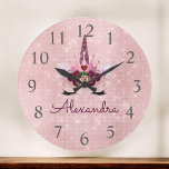 Rose Gold Sparkle Glitter Unicorn Monogram Name Large Clock<br><div class="desc">Rose Gold Princess Unicorn Sparkle Glitter Monogram Add Your Own Name Serving Wall Clock. The Wall Clock makes the perfect gift for someone who loves pink sparkle glitter.</div>