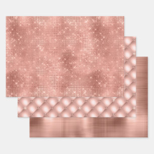 Rose Gold Sparkle Glitz and Glam Wrapping Paper Sheet