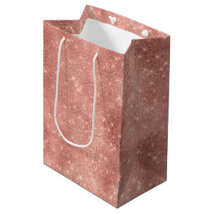 Rose Gold Sparkle Glitz  Medium Gift Bag