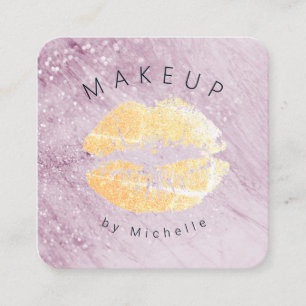 rose gold sparkle gold lips  Makeup Artist Square Business Card