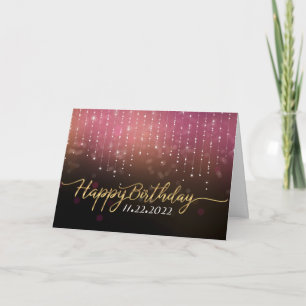 Rose Gold Sparkle Happy Birthday Card